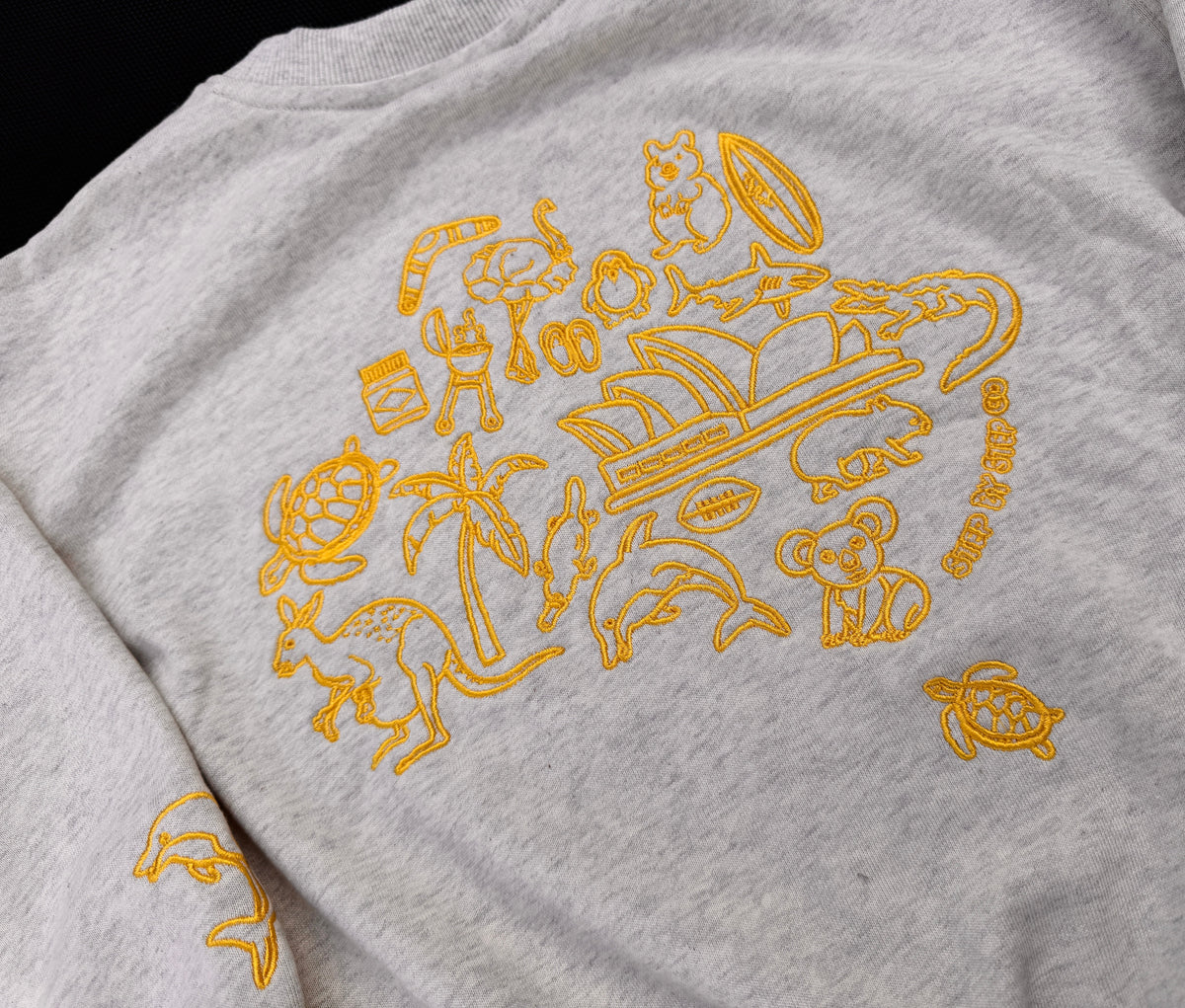 Australia Map Embroidered Set - Marl Grey