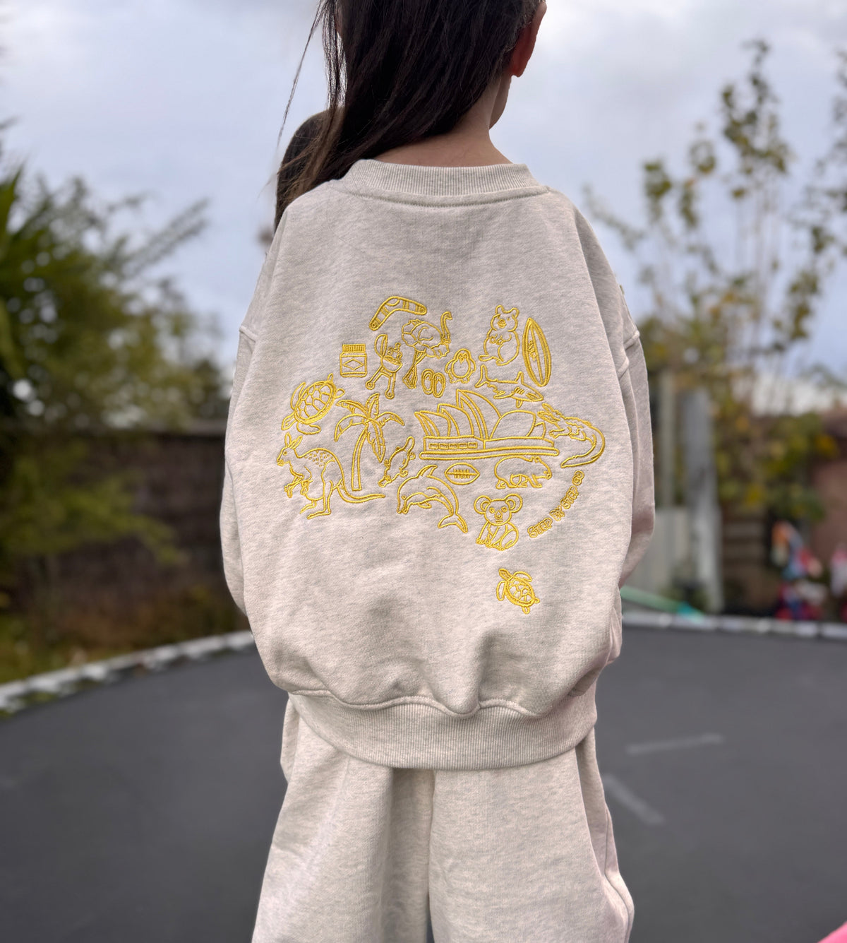 Australia Map Embroidered Set - Marl Grey